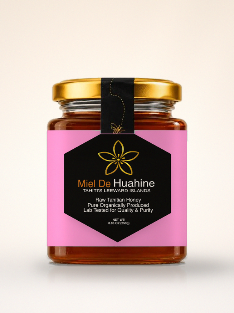Miel de Huahine — raw artisanal honey from Huahine, the garden island, 8.83 oz (250 g) glass jar