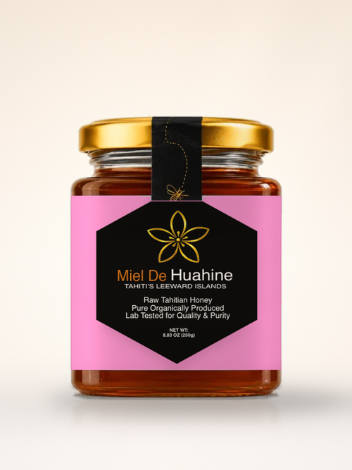 Miel de Huahine — raw artisanal honey from Huahine, the garden island, 8.83 oz (250 g) glass jar