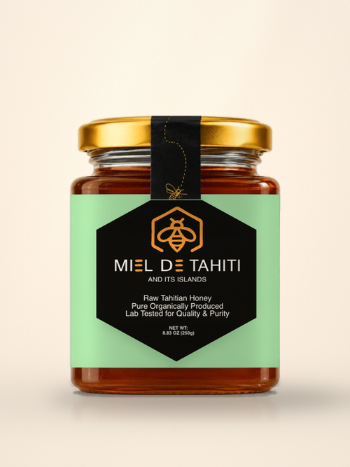 Miel de Tahiti — raw single-origin Tahitian honey, 8.83 oz (250 g) glass jar